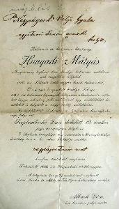 Vályi Gyula hagyatékában található eredeti okirat
