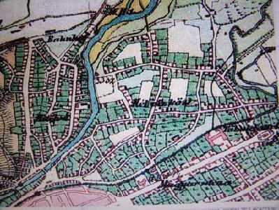 A Kétvízköz az 1870 körüli felmérés alapján készült katonai térképen. Az előző térkép készítésétől eltelt száz év alatt a városnak ez a része kiterjedt észak és kelet felé